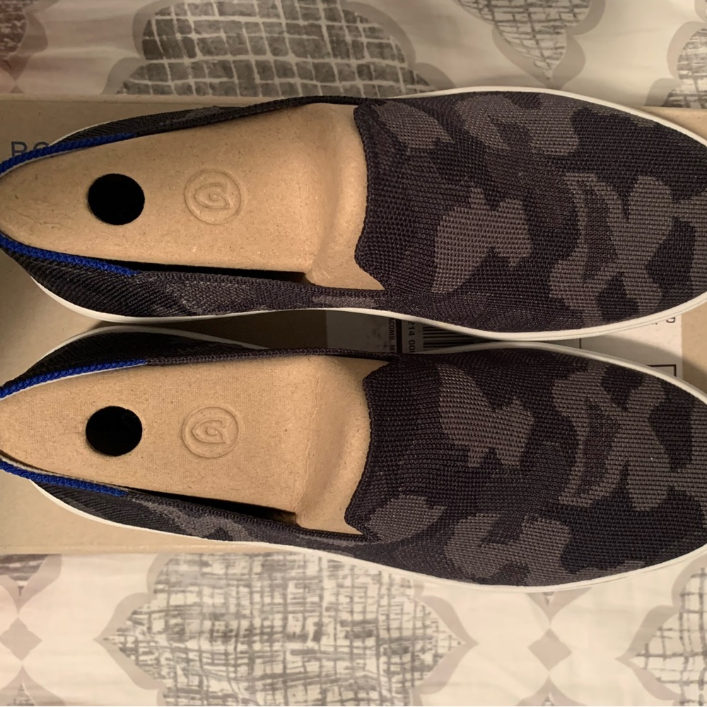 Used, like new Gray camo Rothy slip on sneakers